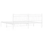 Estructura de cama de metal con cabecero blanco 193x203 cm de , Camas y somieres - Ref: Foro24-373746, Precio: 102,96 €, Desc...