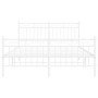 Metal bed frame with headboard and white footboard 140x200 cm by , Beds and slatted bases - Ref: Foro24-373759, Price: 107,82...