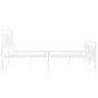 Metal bed frame with headboard and white footboard 140x200 cm by , Beds and slatted bases - Ref: Foro24-373759, Price: 106,36...
