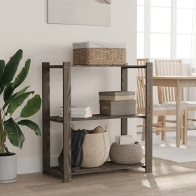 3-stufiges Regal aus massivem grauem Kiefernholz, 80 x 38 x 90 cm von , Industrieregale - Ref: Foro24-373386, Preis: 49,02 €,...