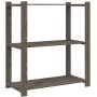 3-stufiges Regal aus massivem grauem Kiefernholz, 80 x 38 x 90 cm von , Industrieregale - Ref: Foro24-373386, Preis: 49,96 €,...