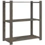 3-tier solid gray pine wood shelf 80x38x90 cm by , Industrial shelving - Ref: Foro24-373386, Price: 49,02 €, Discount: %