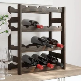 Wine rack for 16 bottles solid black pine wood by , Wine racks - Ref: Foro24-373400, Price: 32,74 €, Discount: %