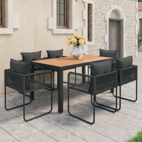 7-Piece Black and Brown PVC Rattan Garden Dining Set by , Garden sets - Ref: Foro24-3060109, Price: 617,51 €, Discount: %