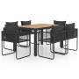 Set de comedor de jardín de 7 piezas PVC ratán negro y marrón