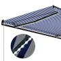 Manual retractable awning with blue and white LED 350x250 cm by , Awnings - Ref: Foro24-3055224, Price: 434,79 €, Discount: %