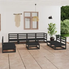 Gartenmöbel-Set 9-teilig aus schwarzem Kiefernholz von , Gartensets - Ref: Foro24-3075438, Preis: 607,48 €, Rabatt: %