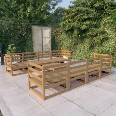 Muebles de jardín 9 piezas marrón miel madera maciza de pino de , Conjuntos de jardín - Ref: Foro24-3075377, Precio: 576,09 €...