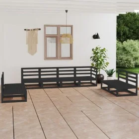 Gartenmöbel-Set 8-teilig aus schwarzem massivem Kiefernholz von , Gartensets - Ref: Foro24-3075433, Preis: 549,98 €, Rabatt: %