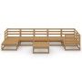 Muebles de jardín 8 piezas marrón miel madera maciza de pino