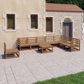 Muebles de jardín 9 piezas marrón miel madera maciza de pino de , Conjuntos de jardín - Ref: Foro24-3075782, Precio: 588,59 €...