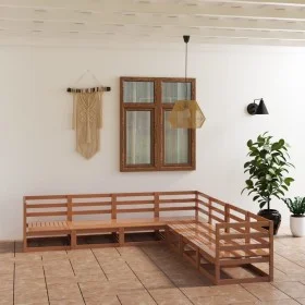 Garden furniture 7 pieces honey brown solid pine wood by , Garden sets - Ref: Foro24-3075827, Price: 440,28 €, Discount: %