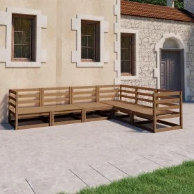 Muebles de jardín 6 pzas y cojines marrón miel madera pino de , Conjuntos de jardín - Ref: Foro24-3075737, Precio: 414,49 €, ...