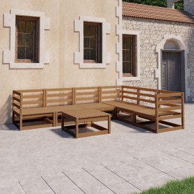 Muebles de jardín 7 piezas marrón miel madera maciza de pino de , Conjuntos de jardín - Ref: Foro24-3075742, Precio: 445,00 €...
