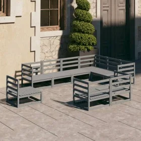 Garden furniture 9 pieces gray solid pine wood by , Garden sets - Ref: Foro24-3075806, Price: 578,89 €, Discount: %