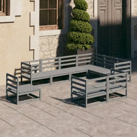 Garden furniture 9 pieces gray solid pine wood by , Garden sets - Ref: Foro24-3075806, Price: 578,82 €, Discount: %
