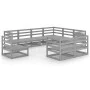Garden furniture 9 pieces gray solid pine wood by , Garden sets - Ref: Foro24-3075806, Price: 578,82 €, Discount: %