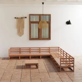 Garden furniture 10 pieces and cushions honey brown pine wood by , Garden sets - Ref: Foro24-3075852, Price: 650,69 €, Discou...