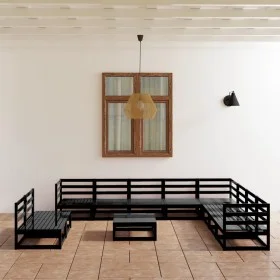 Gartenmöbel-Set 11-teilig, schwarzes massives Kiefernholz von , Gartensets - Ref: Foro24-3075873, Preis: 814,48 €, Rabatt: %