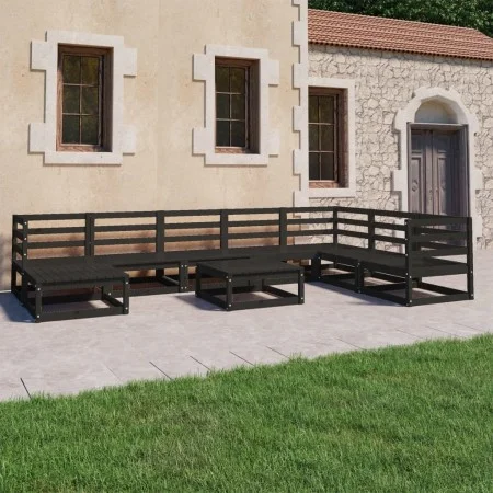 Juego de muebles de jardín 9 pzas y cojines negro madera pino de , Conjuntos de jardín - Ref: Foro24-3075723, Precio: 643,94 ...