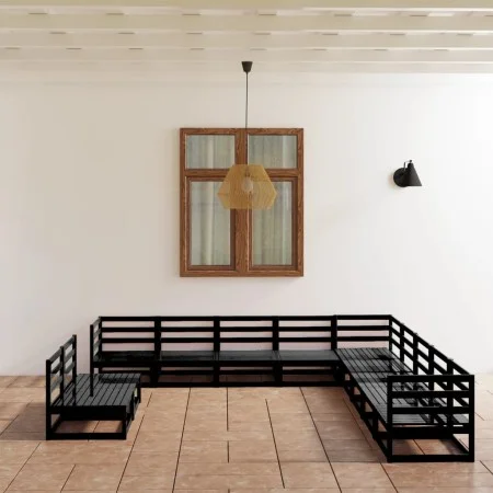 Garden furniture set 11 pieces and black pine wood cushions by , Garden sets - Ref: Foro24-3075878, Price: 810,01 €, Discount: %