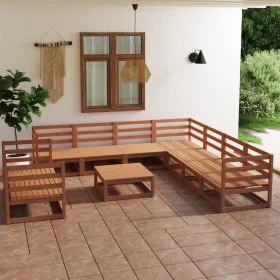 Garden furniture 10 pieces honey brown solid pine wood by , Garden sets - Ref: Foro24-3075922, Price: 691,41 €, Discount: %