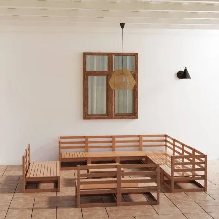 Muebles de jardín 12 piezas marrón miel madera maciza de pino de , Conjuntos de jardín - Ref: Foro24-3075892, Precio: 826,79 ...