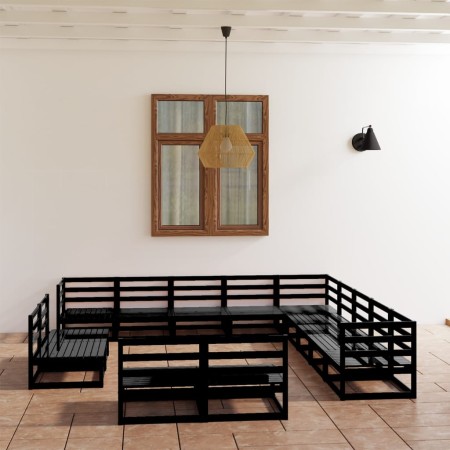 Gartenmöbel-Set 13-teilig aus massivem schwarzem Kiefernholz von , Gartensets - Ref: Foro24-3075908, Preis: 936,23 €, Rabatt: %