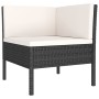 Set de muebles de jardín 3 pzas y cojines ratán sintético negro