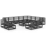Juego de muebles de jardín 13 pzas y cojines negro madera pino de , Conjuntos de jardín - Ref: Foro24-3075903, Precio: 961,66...