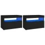 Bedside tables LED lights 2 pcs black plywood 60x35x40cm by , Nightstands - Ref: Foro24-3082777, Price: 70,26 €, Discount: %