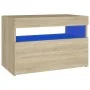 Nachttisch aus Sonoma-Sperrholz mit LED-Leuchten, 60 x 35 x 40 cm von , Nachttische - Ref: Foro24-3082780, Preis: 48,55 €, Ra...