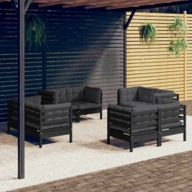 Garden furniture 8 pieces with anthracite pine wood cushions by , Garden sets - Ref: Foro24-3096062, Price: 757,27 €, Discoun...