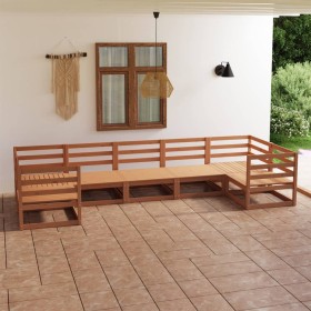 Juego de muebles de jardín 7 piezas madera maciza de pino