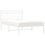 Estructura de cama de metal con cabecero blanco 100x200 cm de , Camas y somieres - Ref: Foro24-373735, Precio: 64,65 €, Descu...