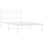Bettgestell aus Metall mit weißem Kopfteil 100x200 cm von , Betten und Lattenroste - Ref: Foro24-373735, Preis: 65,62 €, Raba...
