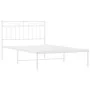 Estructura de cama de metal con cabecero blanco 100x200 cm de , Camas y somieres - Ref: Foro24-373735, Precio: 64,65 €, Descu...