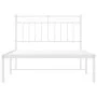 Estructura de cama de metal con cabecero blanco 100x200 cm de , Camas y somieres - Ref: Foro24-373735, Precio: 64,65 €, Descu...