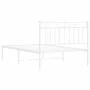 Estructura de cama de metal con cabecero blanco 100x200 cm de , Camas y somieres - Ref: Foro24-373735, Precio: 64,65 €, Descu...
