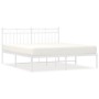 Metal bed frame with white headboard 150x200 cm by , Beds and slatted bases - Ref: Foro24-373742, Price: 99,22 €, Discount: %