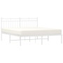 Metal bed frame with white headboard 150x200 cm by , Beds and slatted bases - Ref: Foro24-373742, Price: 99,22 €, Discount: %