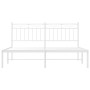 Metal bed frame with white headboard 150x200 cm by , Beds and slatted bases - Ref: Foro24-373742, Price: 99,22 €, Discount: %