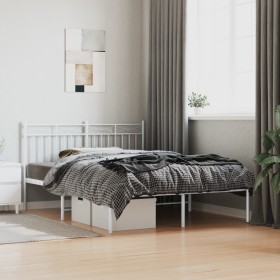Metal bed frame with white headboard 140x190 cm by , Beds and slatted bases - Ref: Foro24-373740, Price: 86,60 €, Discount: %