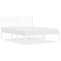Metal bed frame with white headboard 140x190 cm by , Beds and slatted bases - Ref: Foro24-373740, Price: 86,60 €, Discount: %