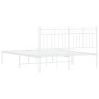 Metallbettgestell mit weißem Kopfteil 140x190 cm von , Betten und Lattenroste - Ref: Foro24-373740, Preis: 86,60 €, Rabatt: %