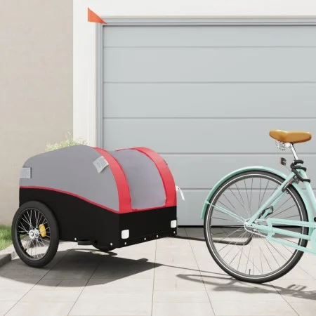 Black and red iron bicycle trailer 45 kg by , Bicycle trailers - Ref: Foro24-94132, Price: 75,26 €, Discount: %