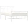 Metal bed frame with headboard and footboard white 107x203 cm by , Beds and slatted bases - Ref: Foro24-373754, Price: 77,90 ...