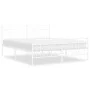 Metal bed frame with headboard and white footboard 160x200 cm by , Beds and slatted bases - Ref: Foro24-373761, Price: 122,72...