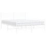 Estructura cama metal con cabecero y estribo blanco 160x200 cm de , Camas y somieres - Ref: Foro24-373761, Precio: 122,68 €, ...