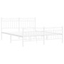 Estructura cama metal con cabecero y estribo blanco 160x200 cm de , Camas y somieres - Ref: Foro24-373761, Precio: 124,85 €, ...